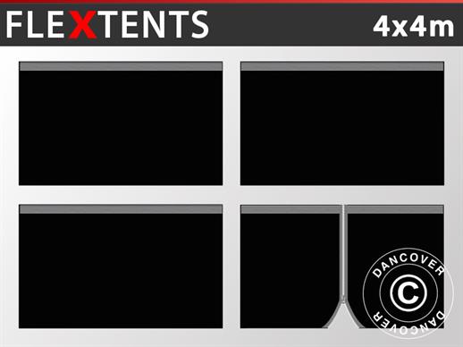 Šoninės sienelės rinkinys FleXtents 4x4m, Juoda