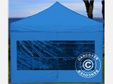 Zijwand met panoramaraam voor FleXtents, 4m, Blauw