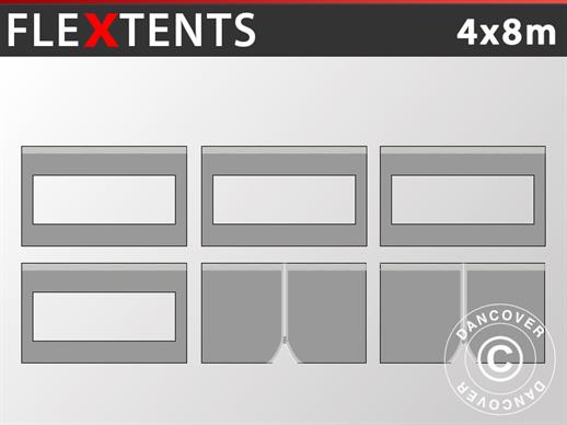 Zijwandset voor Vouwtent FleXtents 4x8m, Grijs