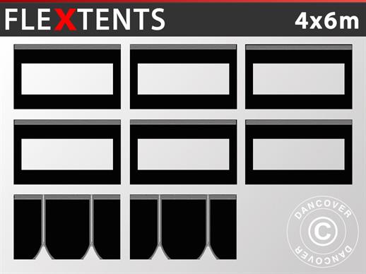 Zijwandset voor Vouwtent FleXtents 4x6m, Zwart