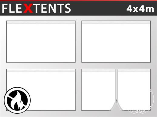 Sānsienu komplekts priekš Saliekamā nojume FleXtents 4x4m, Balts, Liesmu slāpējošs