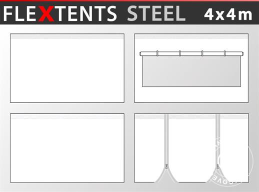 Zijwandset voor de vouwtenten FleXtents Steel en Basic v.3 4x4m, Wit