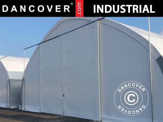Portone scorrevole 3,5x3,5m per capannone tenda, tunnel agricolo 15m, PVC, Bianco