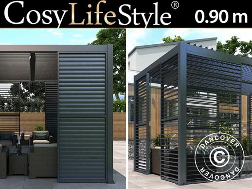 Panel de Persiana para cenador pérgola bioclimática San Pablo, 0,90x2,175m, Negro