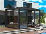 Sliding door set w/glass for pergola San Pablo, 3 m, Black