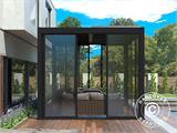 Sliding door set w/glass for pergola San Pablo, 3 m, Black