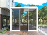 Skyvedørsett m/glass til pergola San Pablo, 3m, Hvit