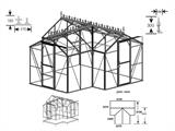 Cumbrera con remates para invernadero orangerie 3,73x3,73x2,32m, Negra