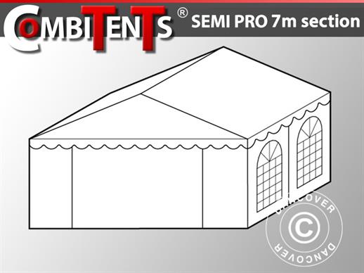 Secção da extremidade para cobertura de teto de 4m para Semi PRO CombiTent, 7x4m, PVC, Branco 