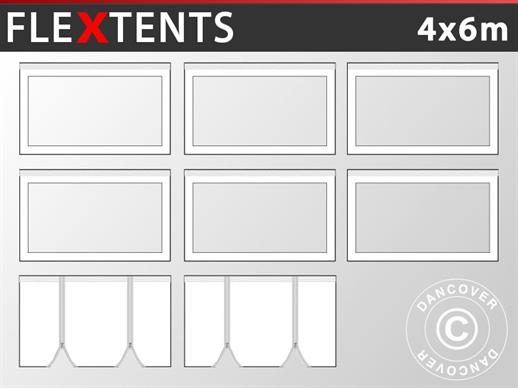 Zestaw ścian bocznych dla Namiot ekspresowy FleXtents® Xtreme Heavy Duty PCV 4x6m, Biały