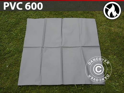 PVC retardante de fuego para reparación de carpa de almacenamiento, 600g/m², 1x1m, Gris
