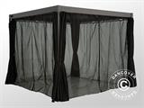 Sidewall kit+Mosquito net f/ bioclimatic pergola gazebo San Marino, 3x6 m, Black ONLY 1 SETS LEFT