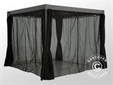 Kit de paroi latérale+Moustiquaire pour pergola bioclimatique San Marino, 3x6m, Noir