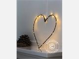 Coeur LED, petit, Liva, 26cm, Noir/Blanc Chaud