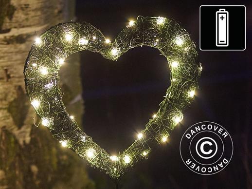 LED Fairy lights, Heart, Big, Garden, 30 cm, Green/Warm White
