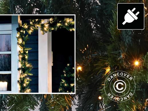Guirlande de Noël LED, 4,8m, Vert/Blanc Chaud