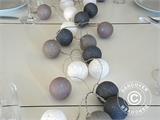 Guirlande boule coton, LED, Gemini, 30 LED, Camaïeu de gris