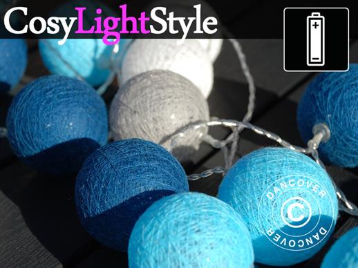 Guirlande boule coton, LED, Aquarius, 30 LED, Camaïeu de bleu, RESTE SEULEMENT 2 PC