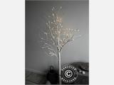 Árvore bétula de decoração com luz LED, 1,5m, branco quente, 72 LED