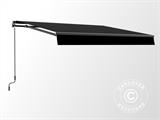 Markise mit Handkurbel, 3,95x3m, Schwarz/Schwarz Rahmen