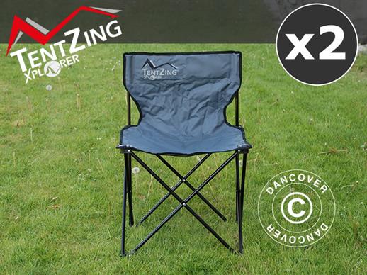 Chaise de camping, pliante, TentZing®, Grise, 2 pcs.