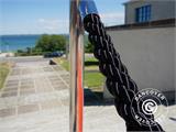 Cordon torsadé pour poteau de files d'attente, 150cm, Noir avec Crochet Argent