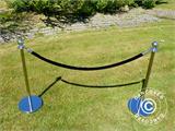 Velvet rope for rope barriers, 150 cm, Black and Silver Hook