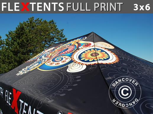 Printed roof cover w/valance for pop up gazebo FleXtents® PRO 3x6 m
