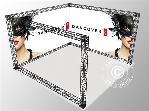 Truss display U-Shape 4x4 m, incl. banner with single-sided print