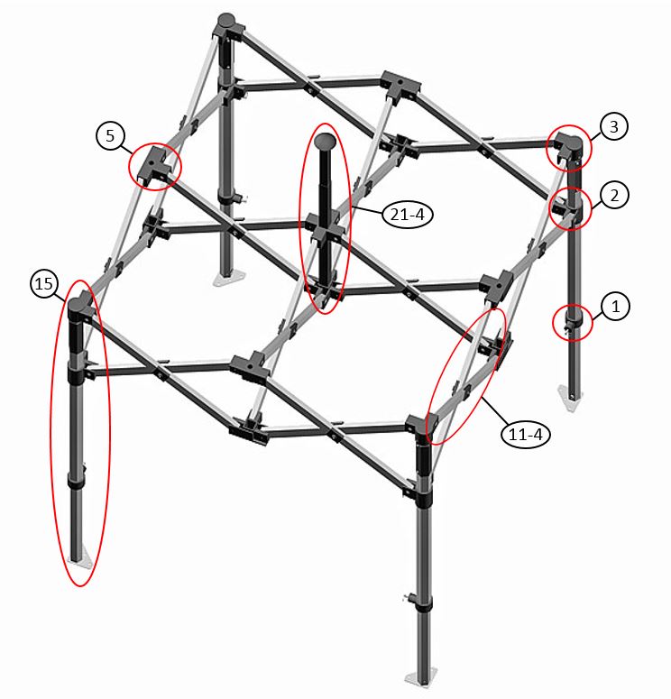 Saliekamā nojume FleXtents PRO 2x2m Sarkans, ar 4 sānu sienām