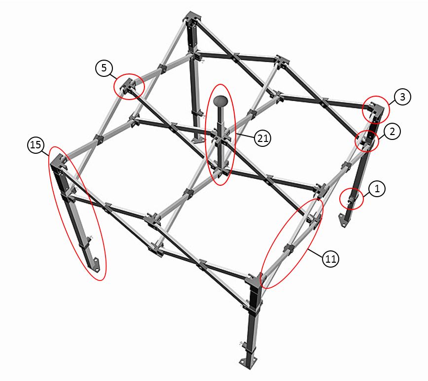 Faltzelt FleXtents Basic v.2, 2x2m Rot, mit 4 Seitenwänden