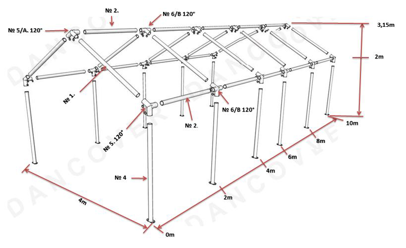 Marquee PLUS 4x8 m PE, Grey/White