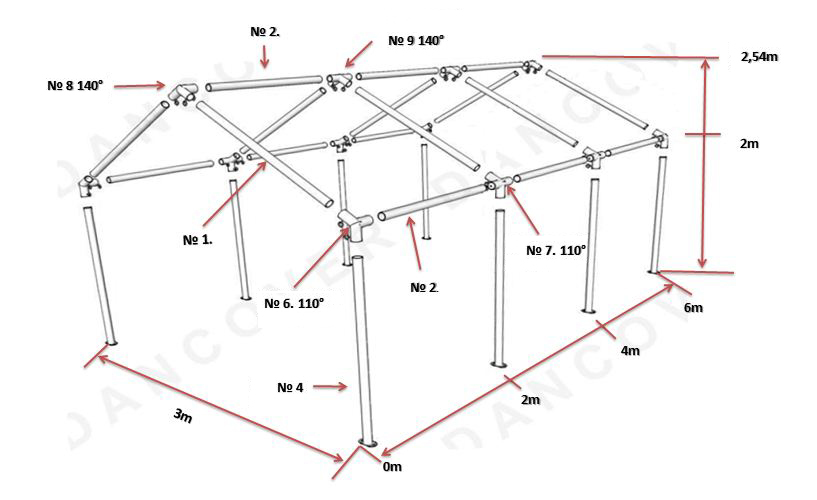 Pasākumu telts Original 3x6m PVC, Pelēks/Balts