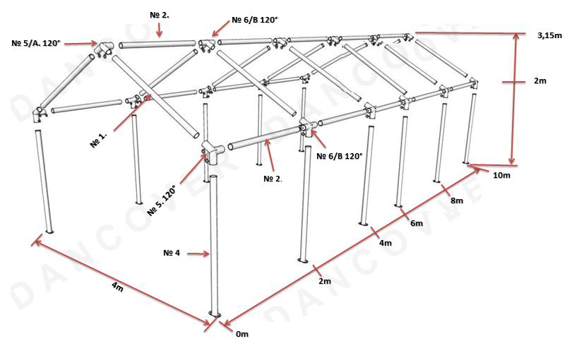 Šator za zabave Original 4x8m PVC, Bijela