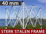 Vouwtent/Easy up tent FleXtents Steel 4x6m Zwart, incl. 8 decoratieve gordijnen