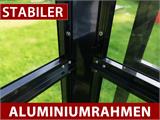 Orangerie aus Glas 10,37m², 3,7x3,04x2,8m mit Sockel und Aufsatz, Schwarz