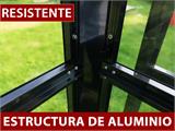 Invernadero orangerie/cenador de cristal 12m², 4,2x2,86x2,84m con base, Negro