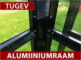 Talveaed/Kasvuhoone klaasist 13,8m², 3,73x3,71x3,16m koos aluse ja katuseharjaga, Must   