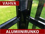 Kasvihuone lasi 2,44x3,68x2,34m pohjalla, 8,97m², Musta