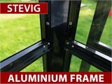Oranjerie glas 10,37m², 3,7x3,04x2,8m met basis en kroonlijst, Zwart