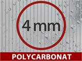 Anbaugewächshaus Polycarbonat, 2,4m², 1,25x1,92x2,21m mit Sockel, Aluminium