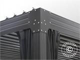 Bioclimatic pergola gazebo Monterey, 3x4 m, w/curtains and mosquito net, Black