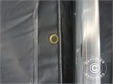 Carpa grande de almacén PRO 6x12x3,7m PVC con panel tragaluz de techo, Gris Carpa grande de almacén PRO 6x12x3,7m PVC con panel tragaluz de techo, Gris