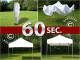 Tente Pliante FleXtents PRO "Wave" 3x3m Blanc, avec 4 rideaux decoratifs 