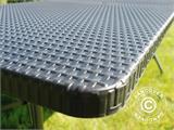 Table pliante, imitation rotin, 182x74x74cm, noir, Table pliante, imitation rotin, 182x74x74cm, noir, - 1