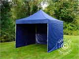 Tente pliante FleXtents PRO 3x3m Bleu foncé, avec 4 cotés