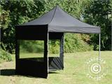 Tente Pliante FleXtents PRO 3x3m Noir, avec 4 cotés