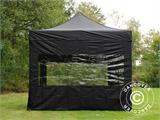 Vouwtent/Easy up tent FleXtents PRO 3x3m Zwart, inkl. 4 zijwande