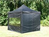 Gazebo pieghevole FleXtents PRO 3x3m Nero, incl. 4 fianchi