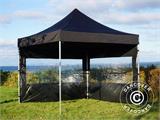 Tente Pliante FleXtents PRO 3x3m Noir, avec 4 cotés